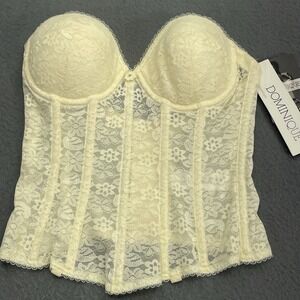 NWT Dominique 32B Backless Strapless Ivory Lace Bra  #7759  Plunge Wedding Bone‎